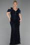 Long Navy Blue Scaly Plus Size Evening Dress ABU6257