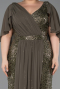 Long Olive Drab Beaded Plus Size Evening Dress ABU6261
