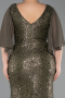 Long Olive Drab Beaded Plus Size Evening Dress ABU6261