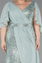 Long Mint Beaded Plus Size Evening Dress ABU6261