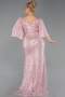 Long Powder Color Beaded Plus Size Evening Dress ABU6261