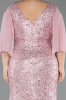 Long Powder Color Beaded Plus Size Evening Dress ABU6261