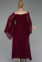 Cherry Colored Long Chiffon Plus Size Evening Gown ABU6068
