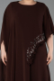 Long Brown Chiffon Plus Size Evening Gown ABU6179