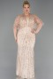Gold Long Beaded Plus Size Evening Dress ABU5722