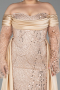 Gold Long Beaded Plus Size Evening Gown ABU6093
