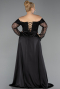 Long Black Beaded Plus Size Evening Gown ABU6093