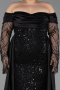 Long Black Beaded Plus Size Evening Gown ABU6093