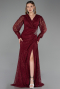 Long Burgundy Dantelle Plus Size Evening Dress ABU6272