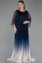 Navy Blue Long Chiffon Plus Size Evening Gown ABU4633