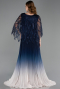 Navy Blue Long Chiffon Plus Size Evening Gown ABU4633