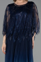 Navy Blue Long Chiffon Plus Size Evening Gown ABU4633