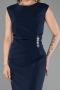 Navy Blue Sleeveless Midi Plus Size Party Dress ABK2190