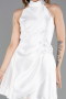 Short White Satin Cocktail Dress ABK2654