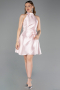 Short Powder Color Satin Cocktail Dress ABK2654