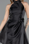 Short Black Satin Cocktail Dress ABK2654