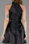 Short Black Satin Cocktail Dress ABK2654