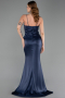 Long Navy Blue Satin Evening Dress ABU6275