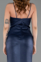 Long Navy Blue Satin Evening Dress ABU6275