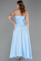 Midi Light Blue Satin Evening Dress ABK2657