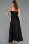 Midi Black Satin Evening Dress ABK2657