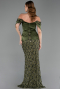 Long Olive Drab Scaly Evening Dress ABU6254