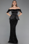 Long Black Scaly Evening Dress ABU6254