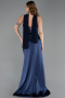 Long Navy Blue Satin Evening Dress ABU6276