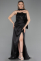 Long Black Satin Evening Dress ABU6276