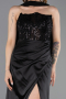 Long Black Satin Evening Dress ABU6276