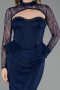 Long Navy Blue Dantelle Evening Dress ABU6278