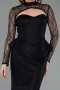 Long Black Dantelle Evening Dress ABU6278