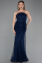 Long Navy Blue Dantelle Mermaid Evening Gown ABU6256