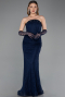 Long Navy Blue Dantelle Mermaid Evening Gown ABU6256