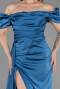 Oil Green Long Satin Engagement Dress ABU1606
