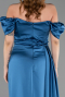 Oil Green Long Satin Engagement Dress ABU1606