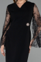 Midi Black Plus Size Cocktail Dress ABK2646