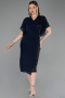 Midi Navy Blue Beaded Plus Size Cocktail Dress ABK2642