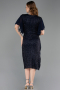 Midi Navy Blue Beaded Plus Size Cocktail Dress ABK2642