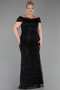 Long Black Beaded Formal Plus Size Dress ABU5936