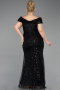 Long Black Beaded Formal Plus Size Dress ABU5936