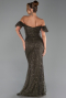Long Dark Khaki Beaded Evening Dress ABU5547