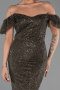 Long Dark Khaki Beaded Evening Dress ABU5547