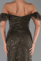 Long Dark Khaki Beaded Evening Dress ABU5547