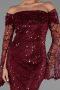 Long Burgundy Scaly Mermaid Evening Gown ABU5623