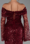 Long Burgundy Scaly Mermaid Evening Gown ABU5623