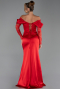 Long Red Satin Evening Dress ABU5829