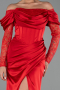 Long Red Satin Evening Dress ABU5829