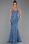 Long Indigo Laced Evening Dress ABU6159