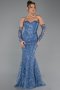Long Indigo Laced Evening Dress ABU6159